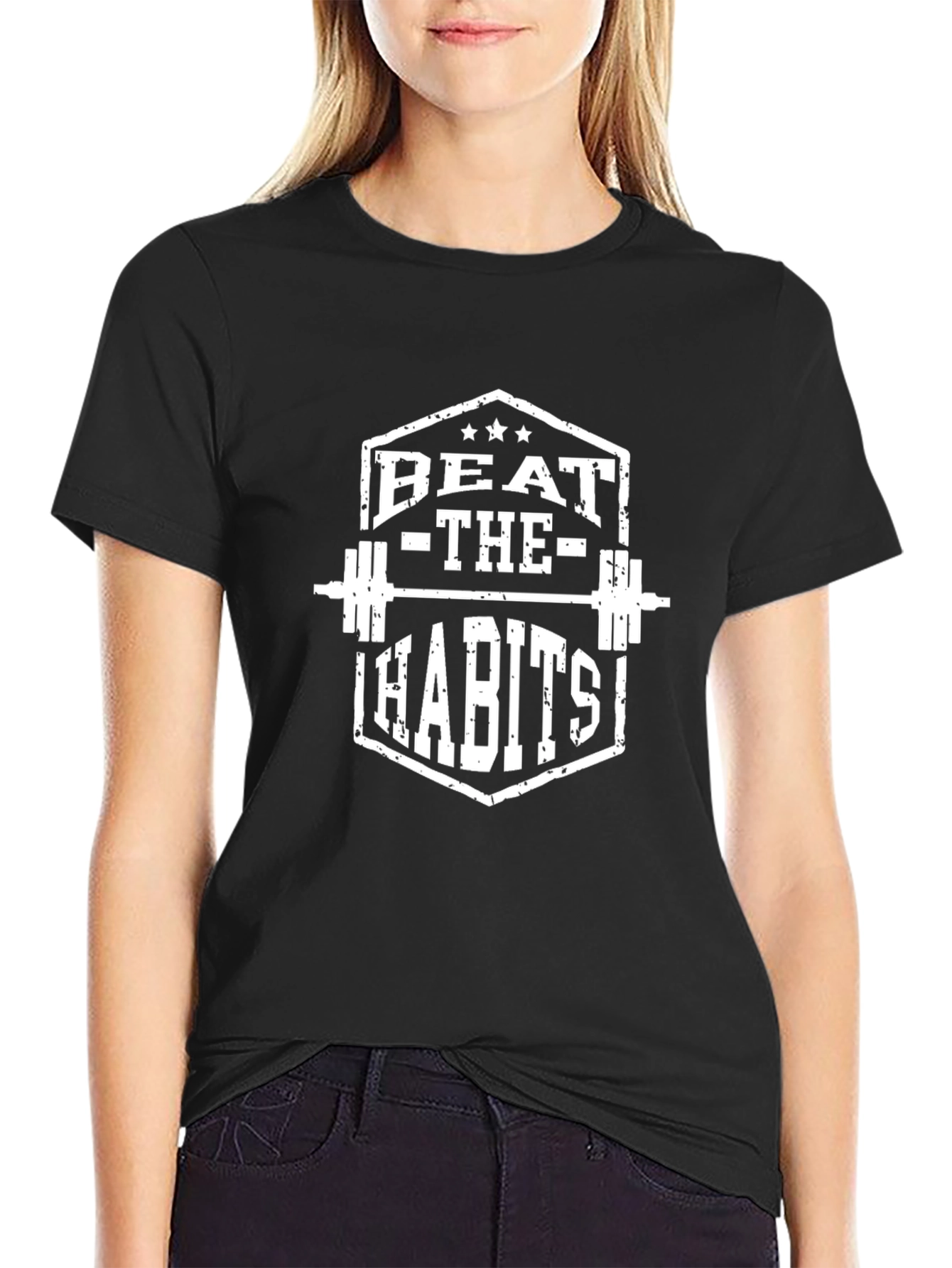 Mens Black Beat The Habits Graphic T-Shirt