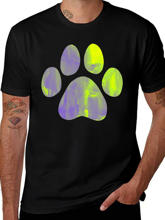 Paw Print Graphic Tee - Casual Black T-Shirt