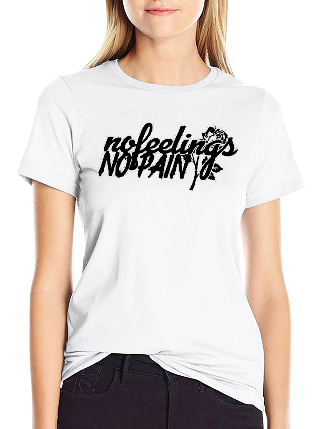 No Feelings No Pain Graphic T-Shirt - Black