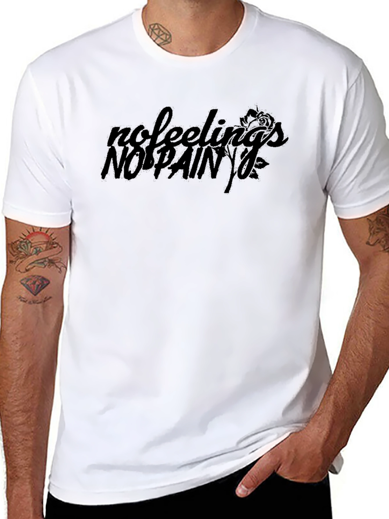 No Feelings No Pain Graphic T-Shirt - Black