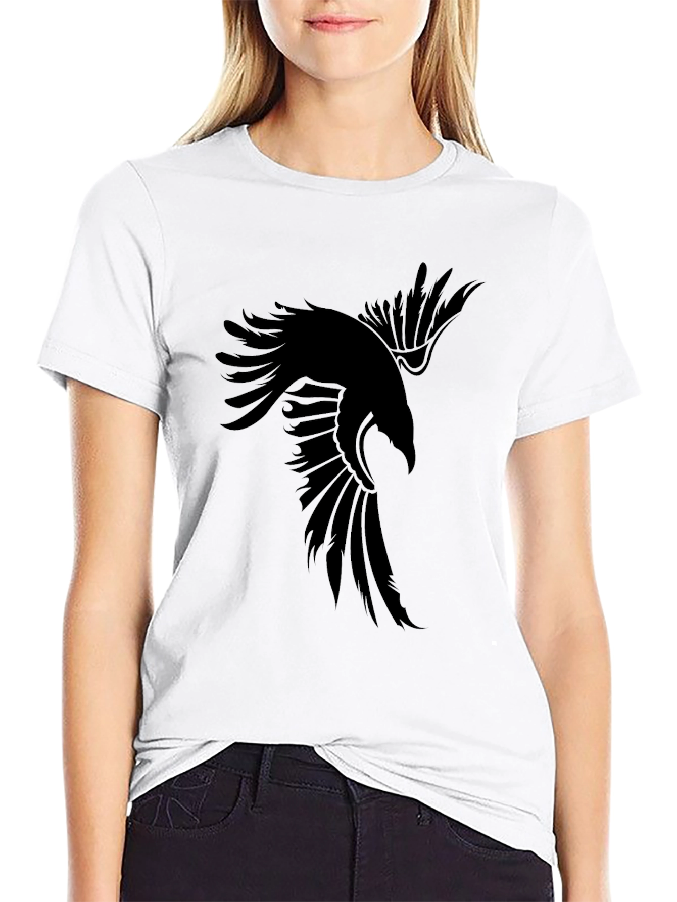 Mens Black Raven Graphic T-Shirt