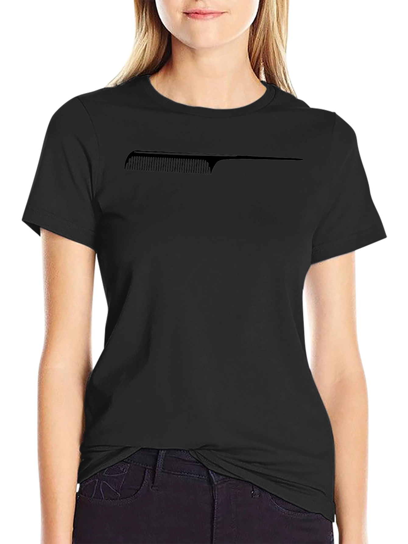 Comb Graphic Tee - Stylish Black T-Shirt