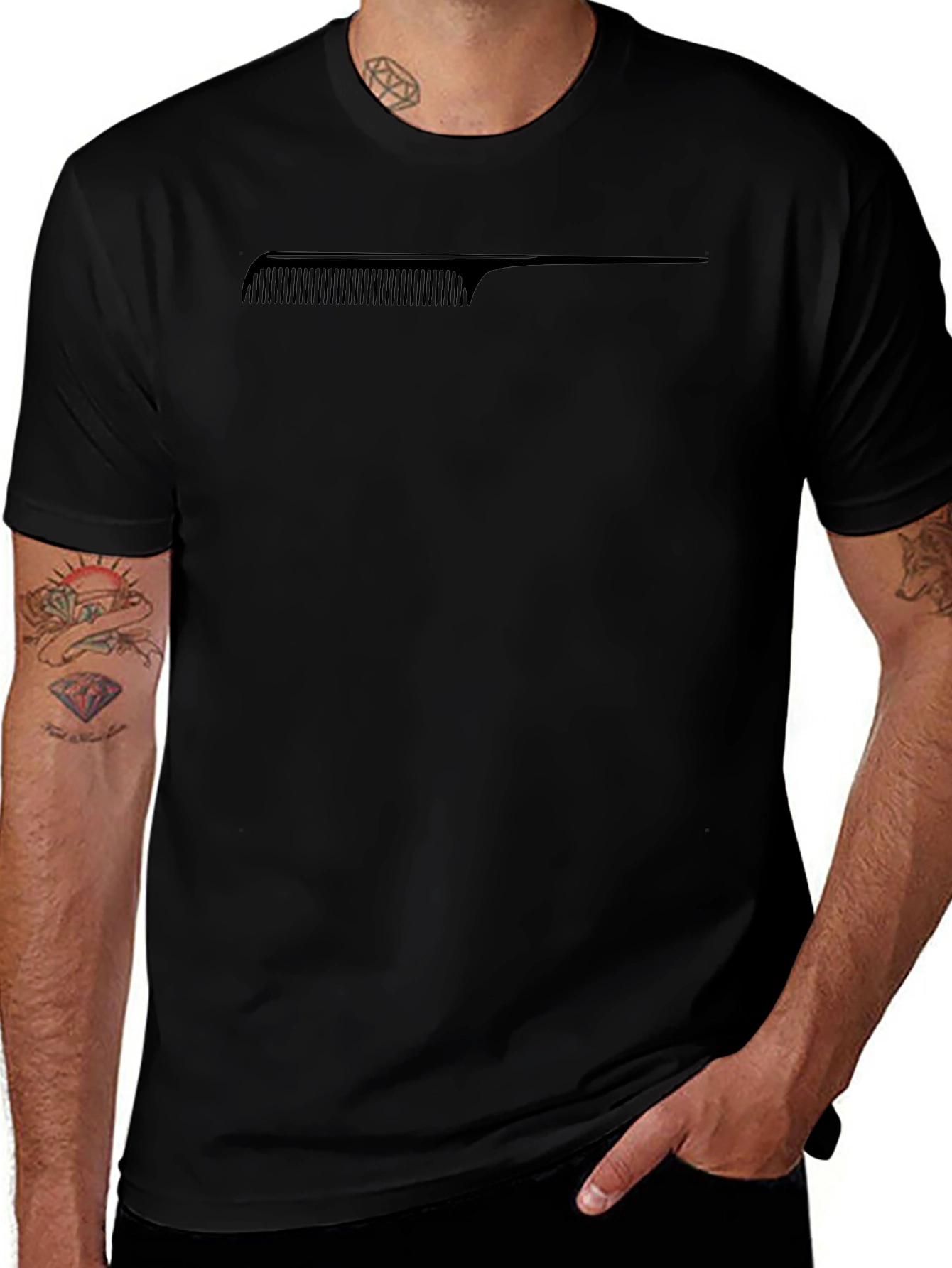 Comb Graphic Tee - Stylish Black T-Shirt