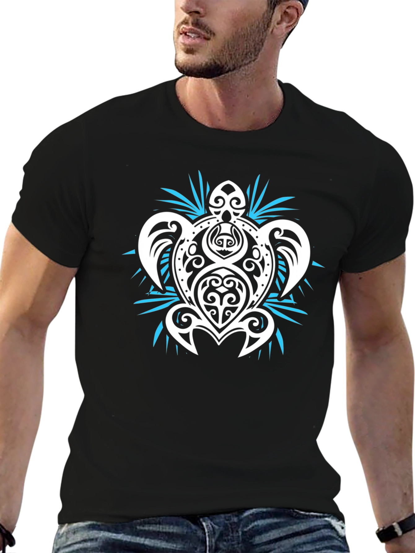 Tribal Turtle Graphic Tee - Black