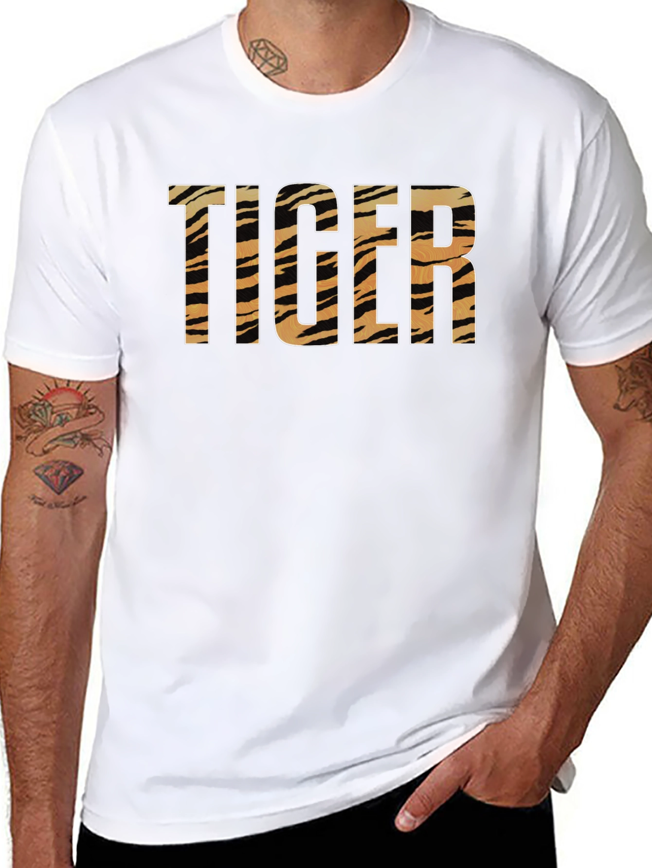 Tiger Print Graphic T-Shirt