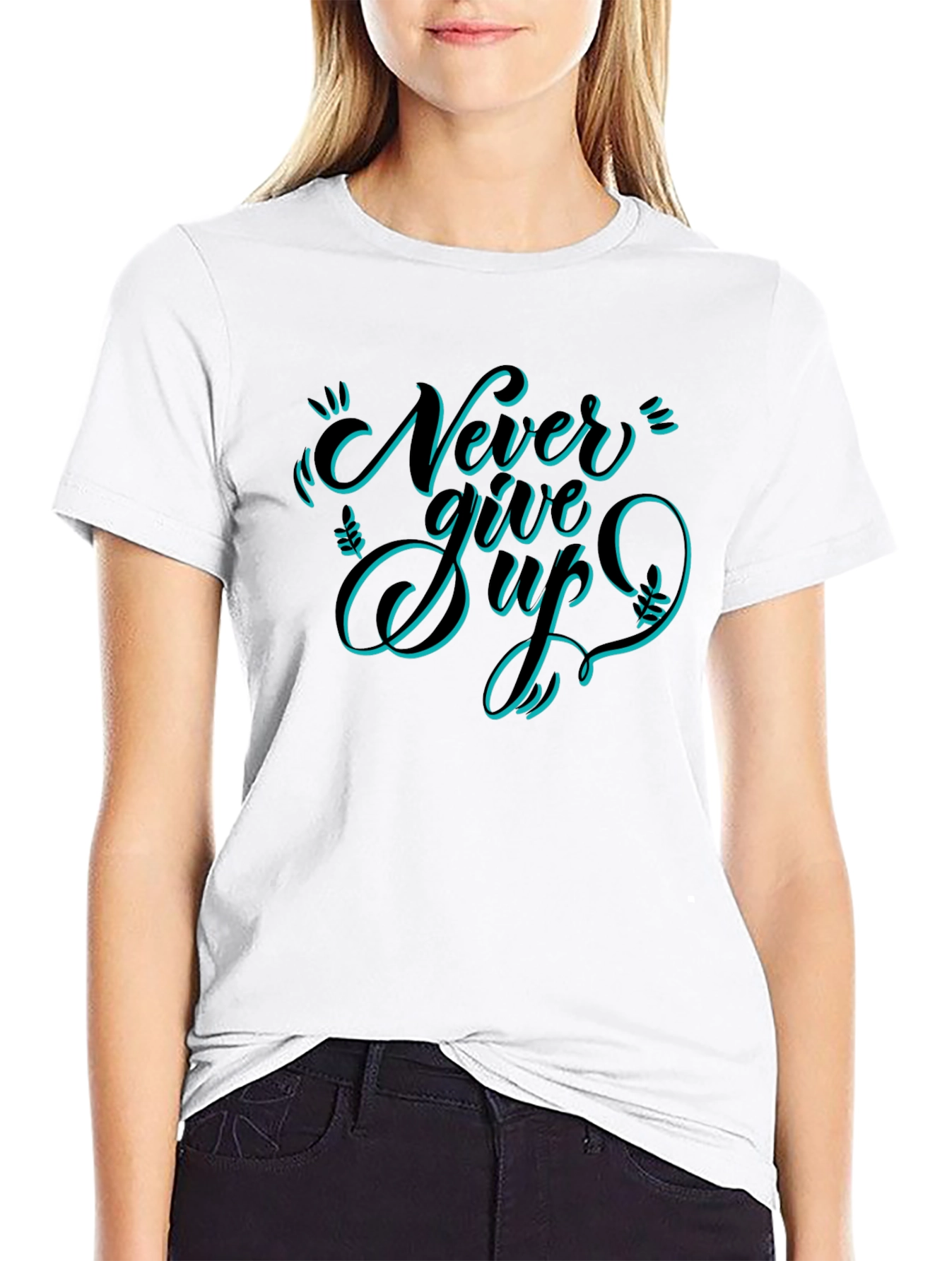 Never Give Up Graphic Tee - Black T-Shirt