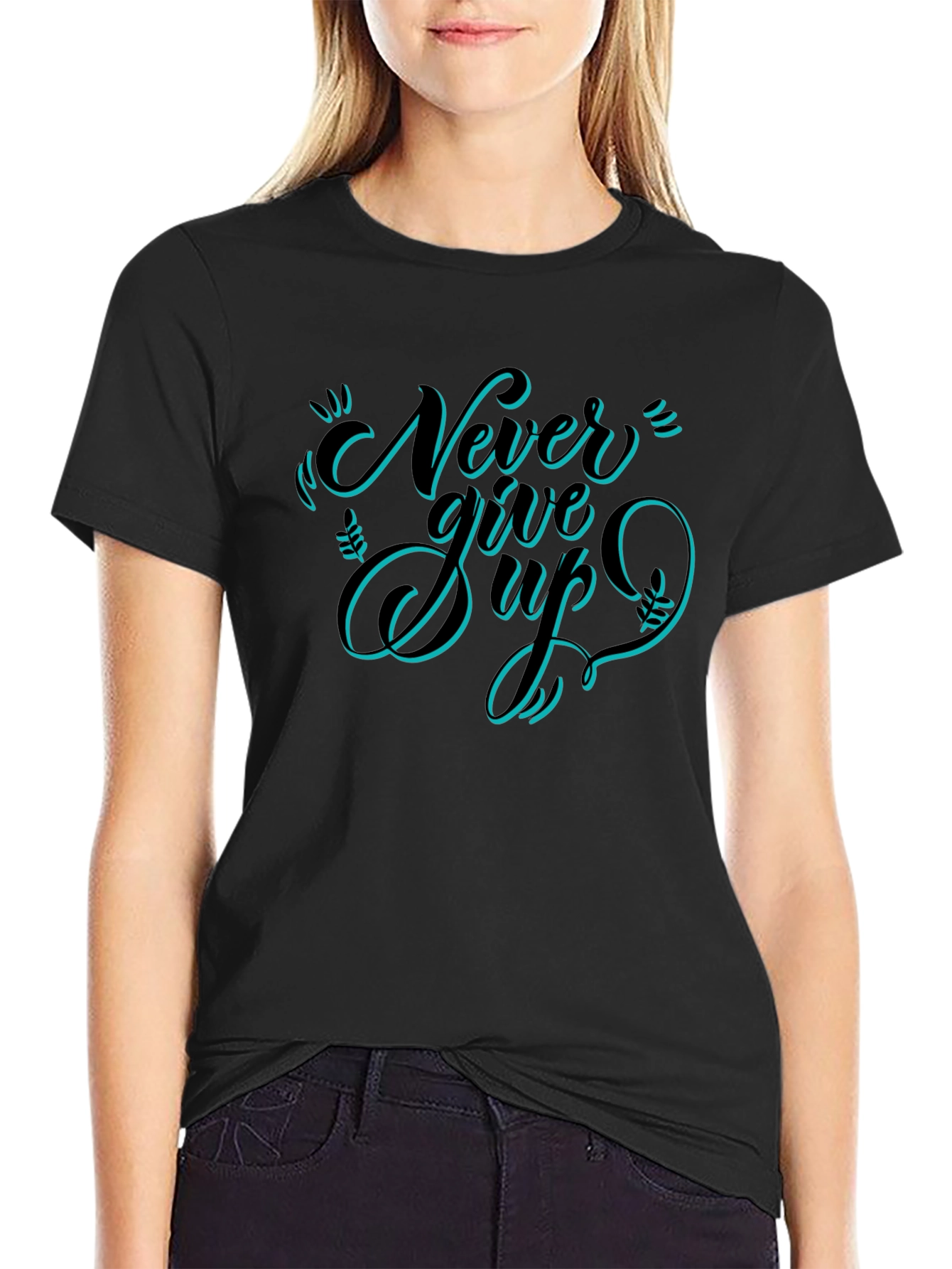 Never Give Up Graphic Tee - Black T-Shirt