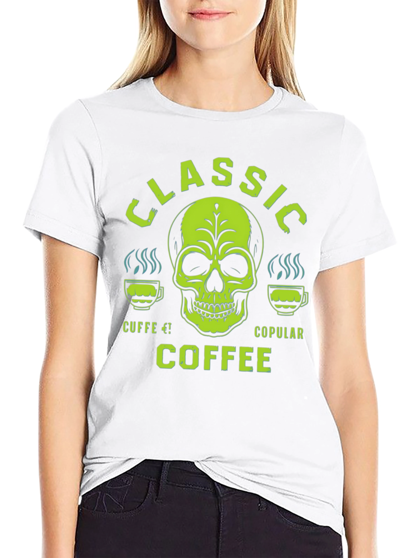 Classic Coffee Skull Graphic T-Shirt - Mens