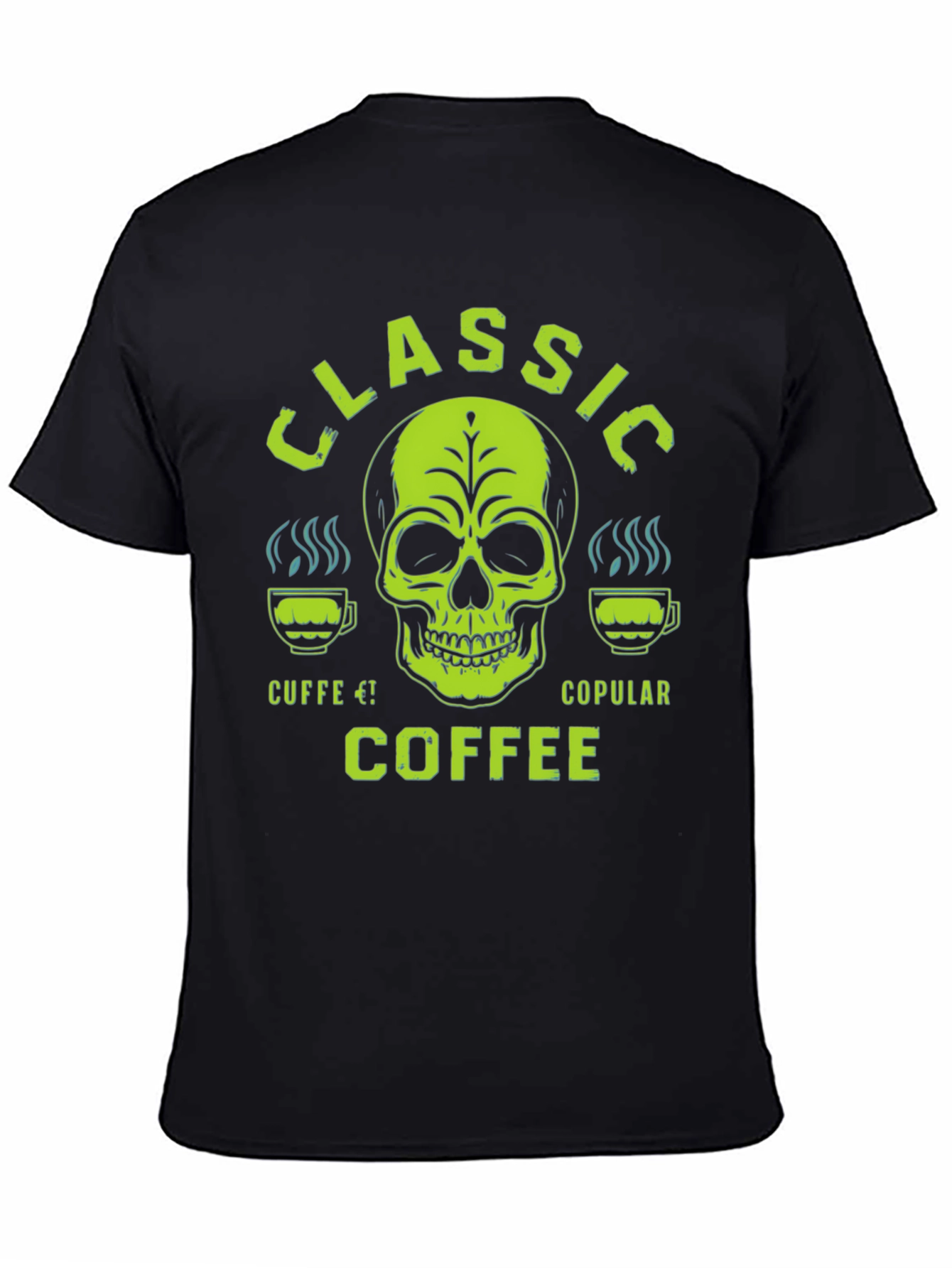 Classic Coffee Skull Graphic T-Shirt - Mens