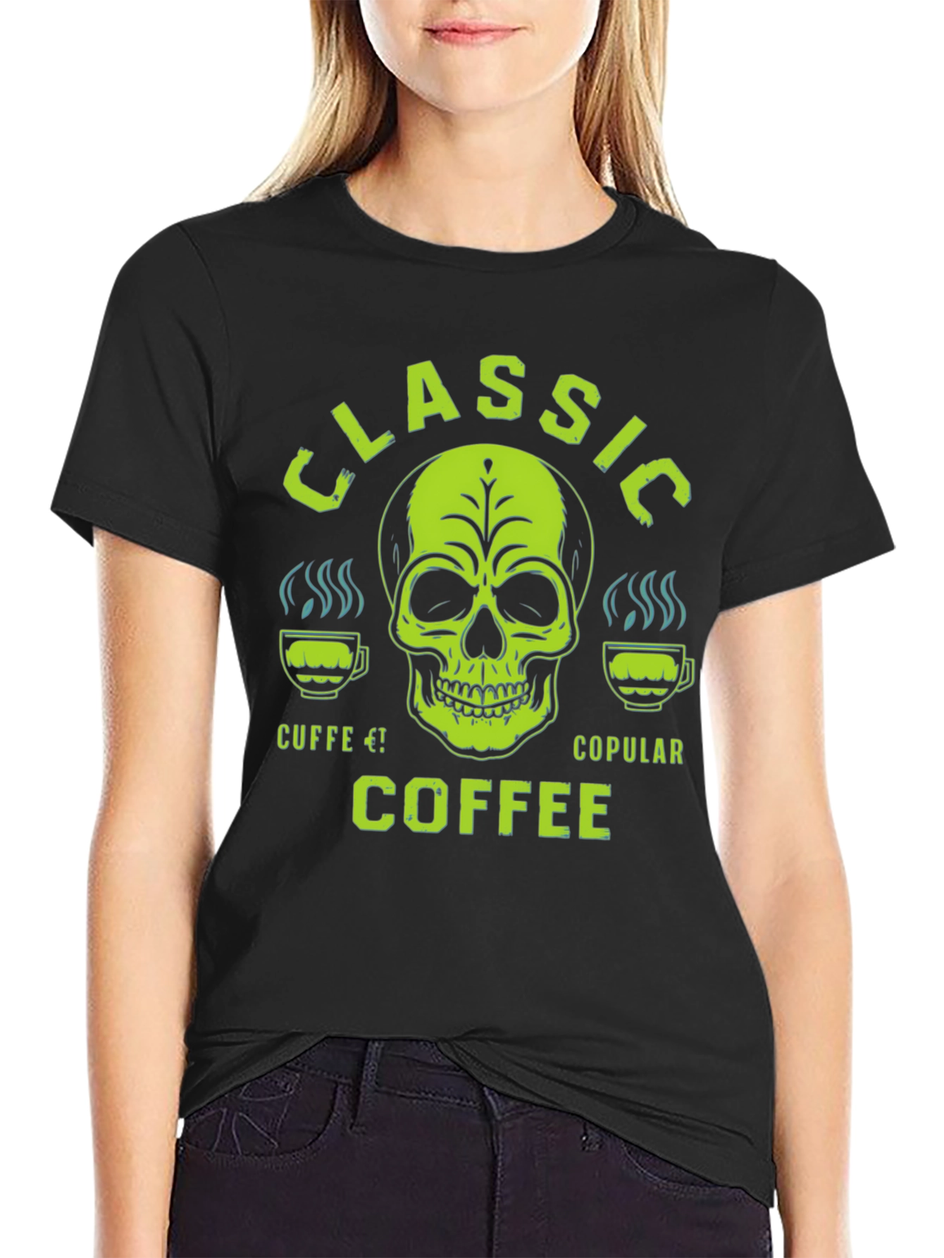 Classic Coffee Skull Graphic T-Shirt - Mens