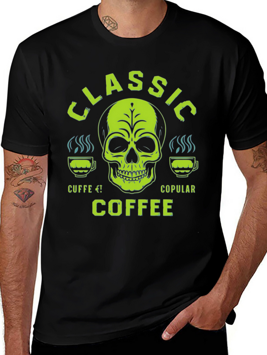 Classic Coffee Skull Graphic T-Shirt - Mens