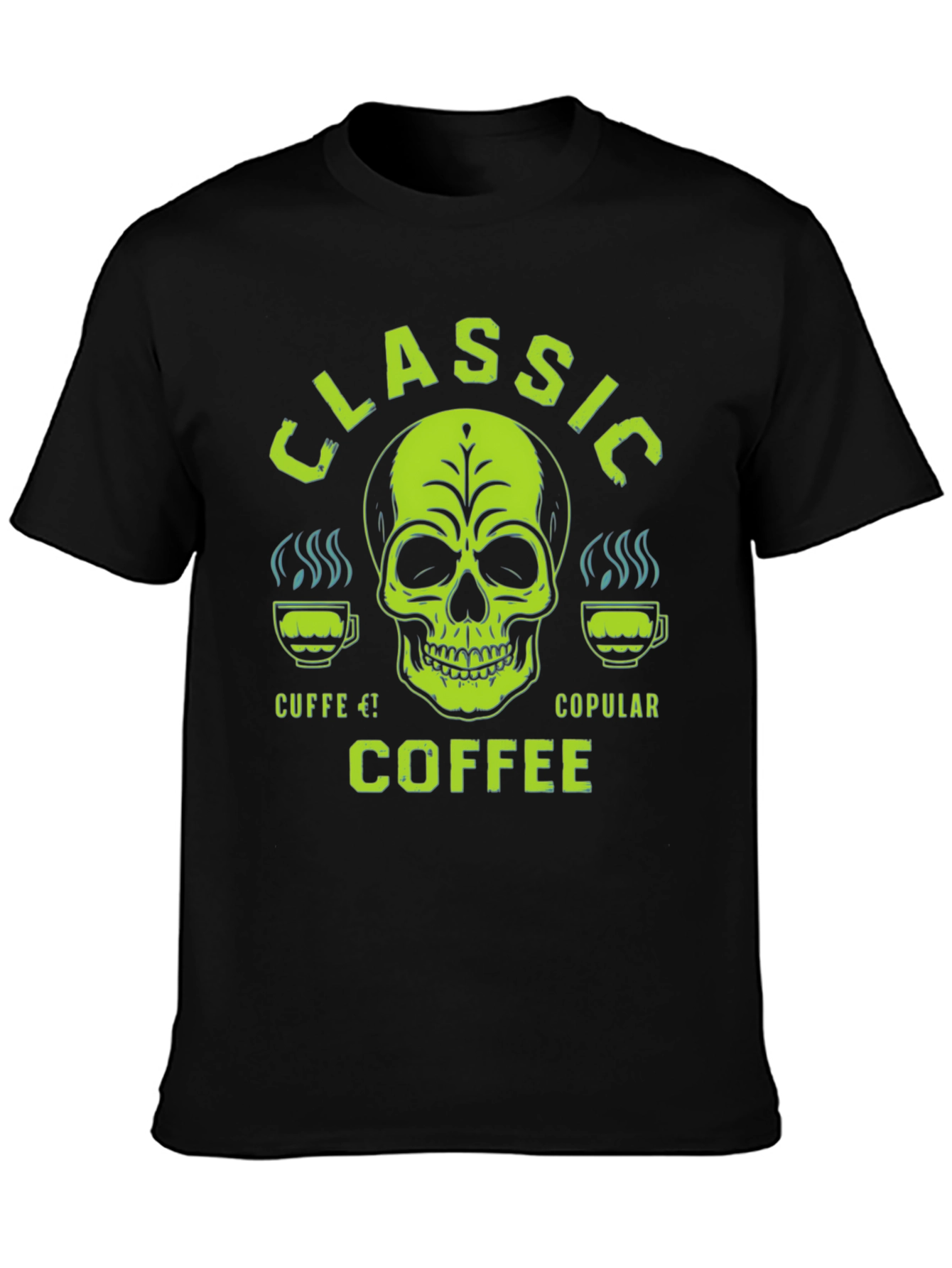 Classic Coffee Skull Graphic T-Shirt - Mens