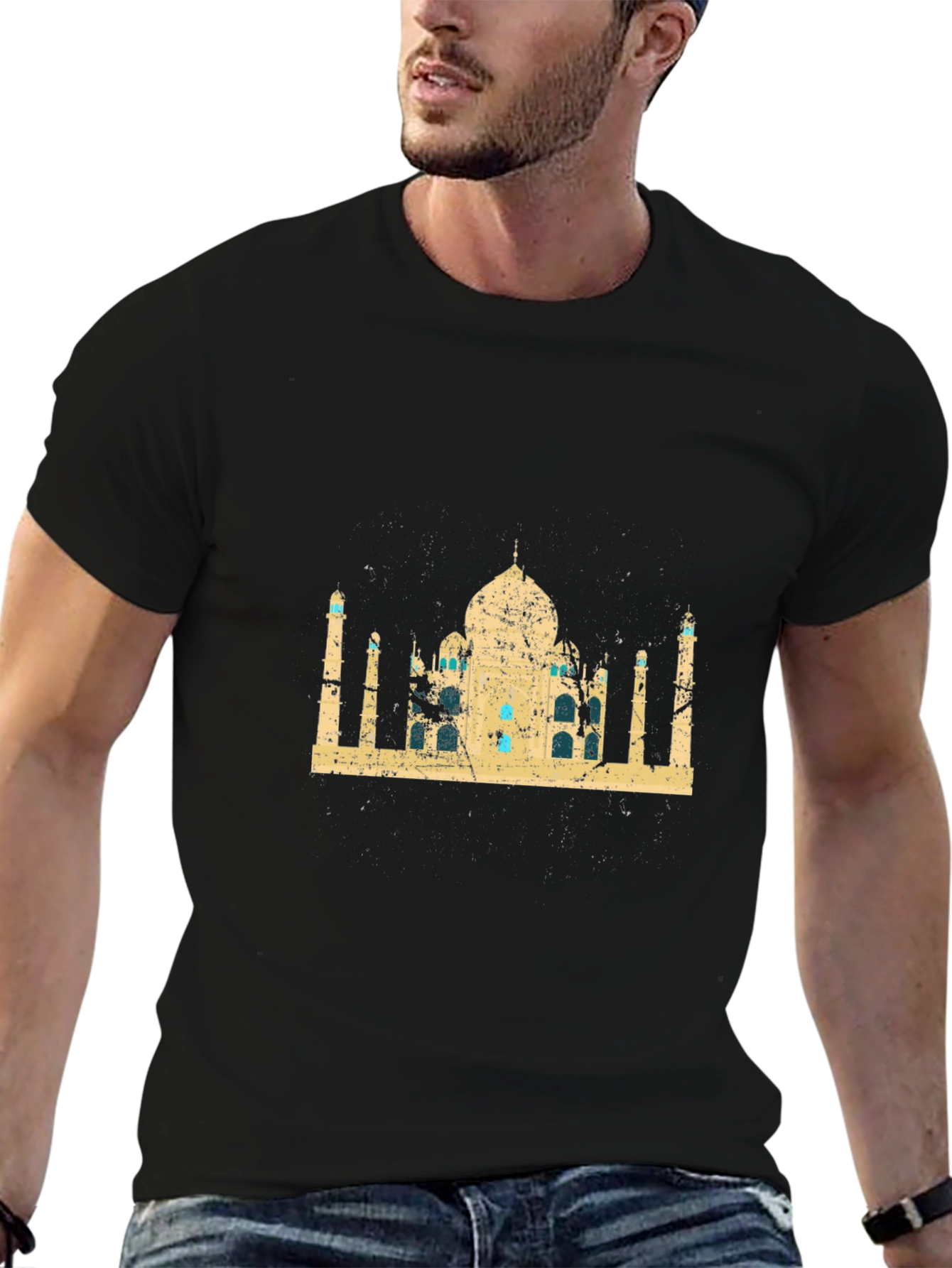 Taj Mahal Graphic Print Black T-Shirt