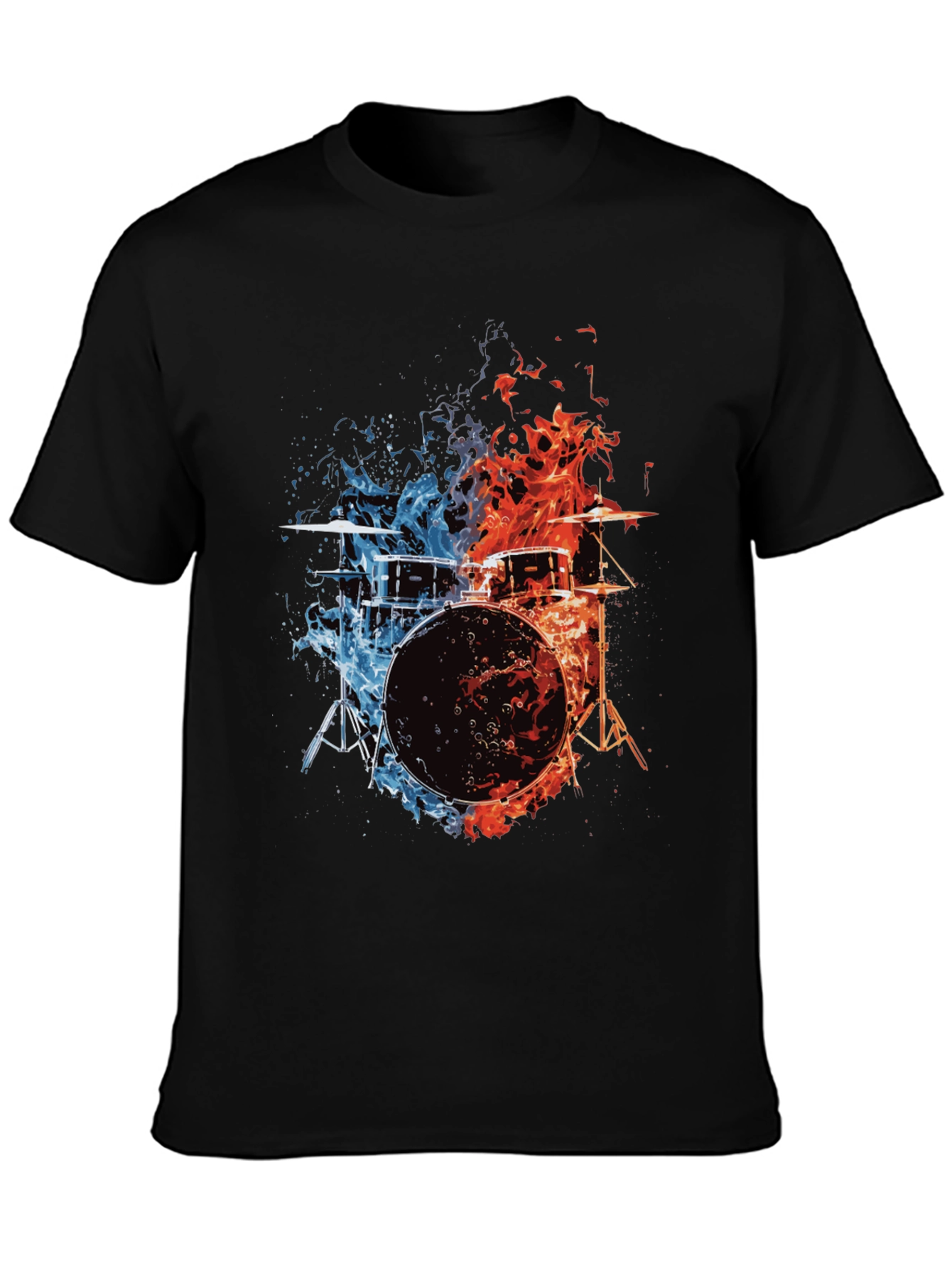 Fiery Drum Set Graphic Tee - Black