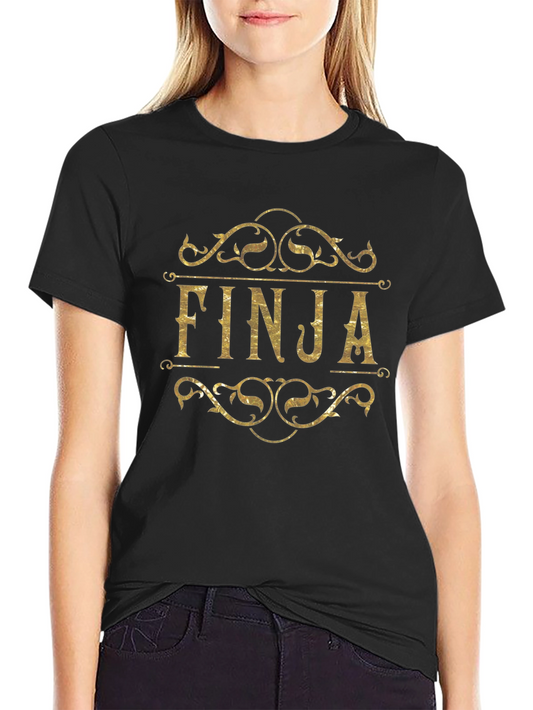 Finja Gold Ornamental Black T-Shirt