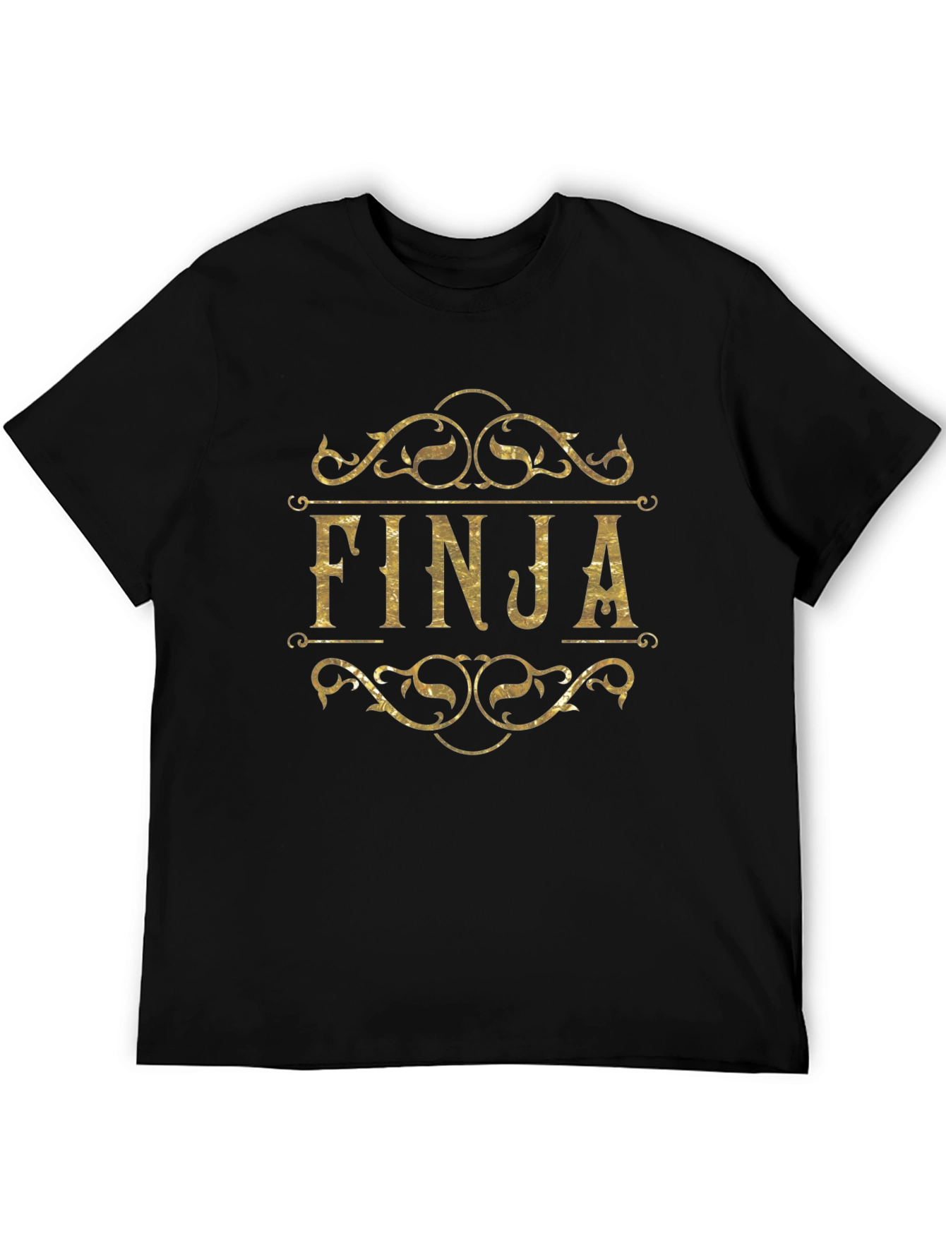 Finja Gold Ornamental Black T-Shirt