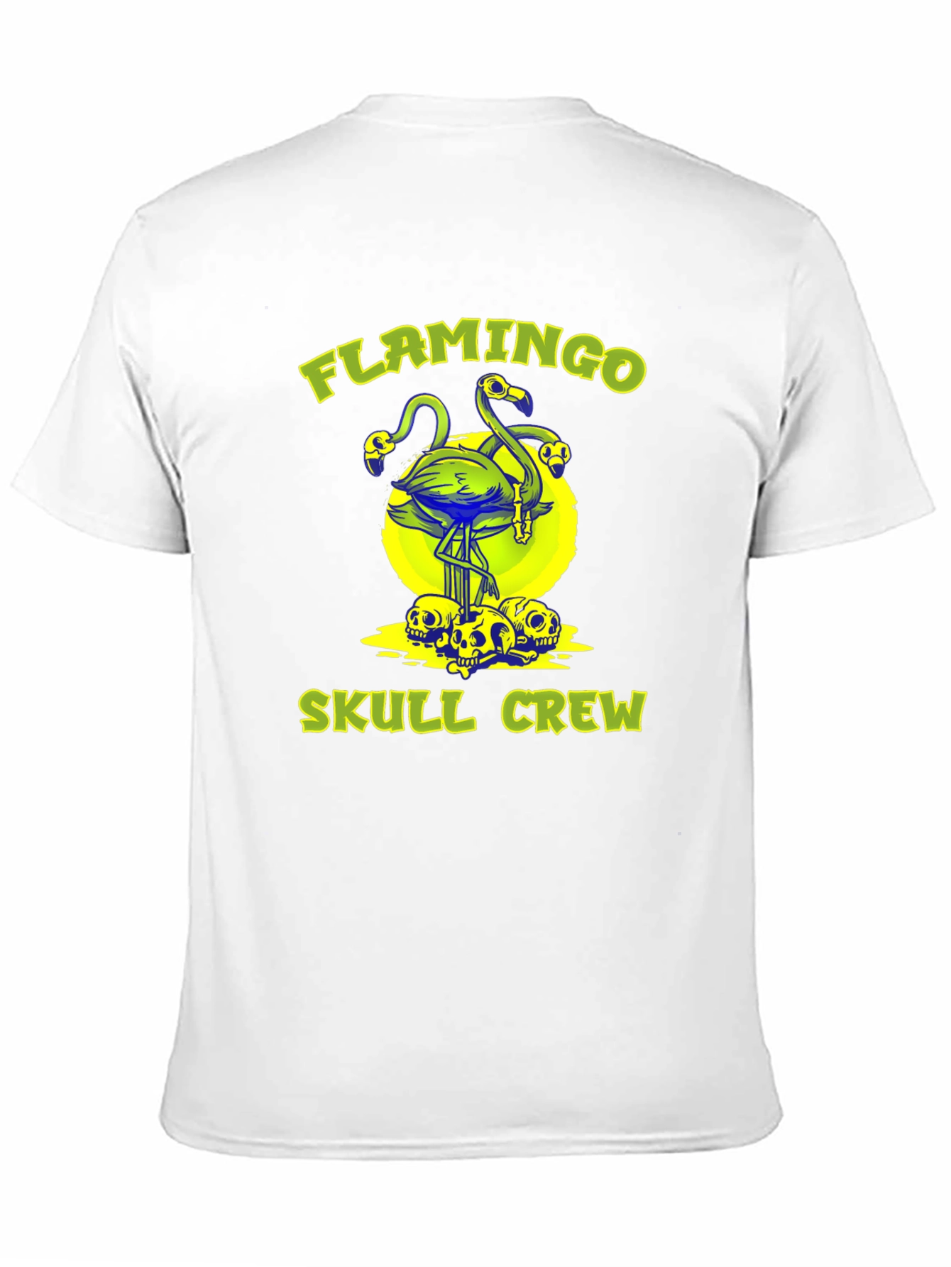Flamingo Skull Crew Black Graphic Tee