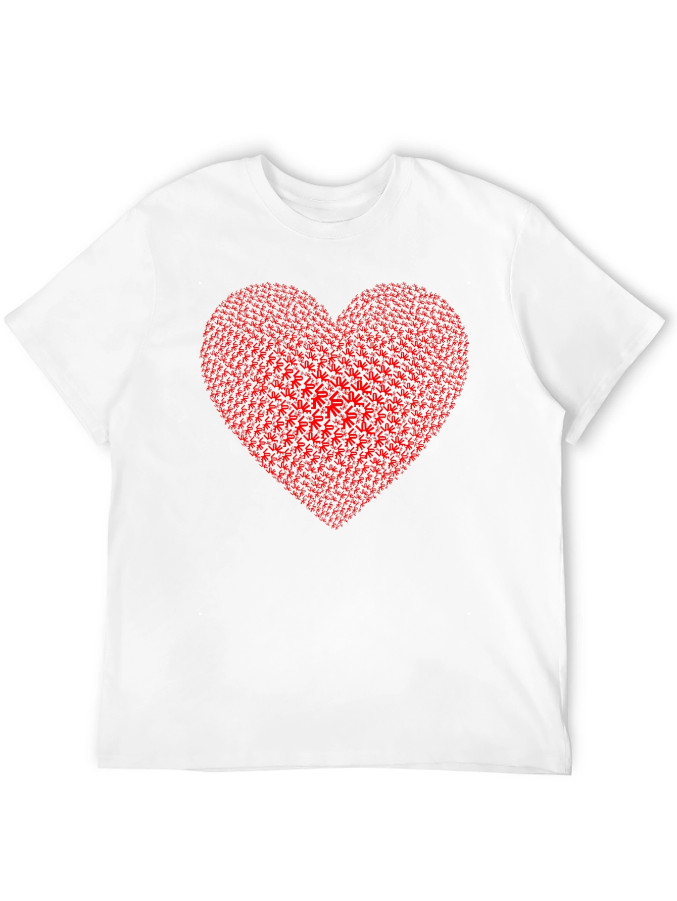 Red Heart Weed Leaf Pattern Black T-Shirt
