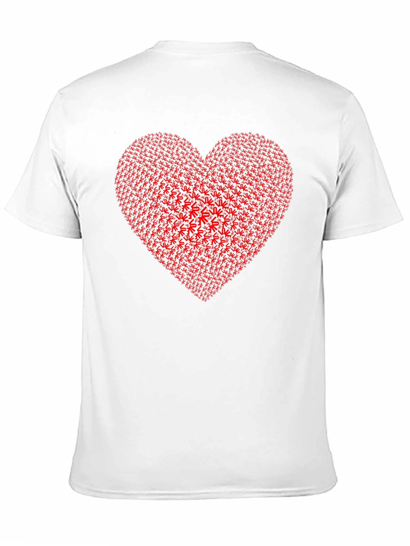 Red Heart Weed Leaf Pattern Black T-Shirt