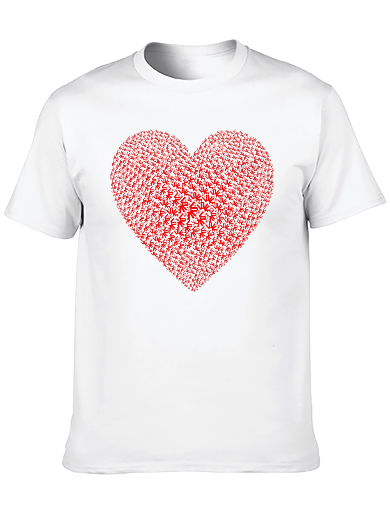 Red Heart Weed Leaf Pattern Black T-Shirt