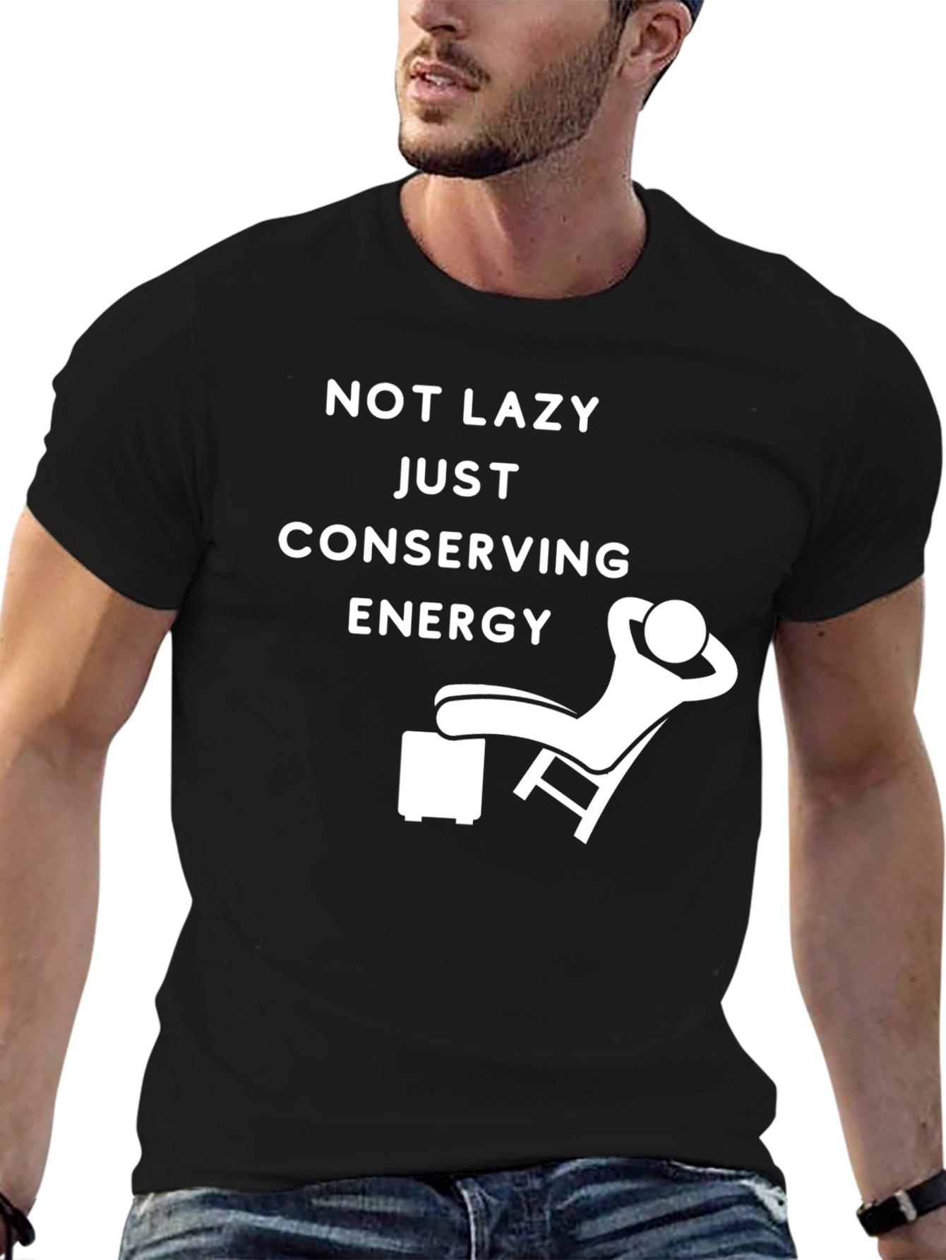 Conserving Energy Graphic Tee - Relaxed Fit Black T-Shirt