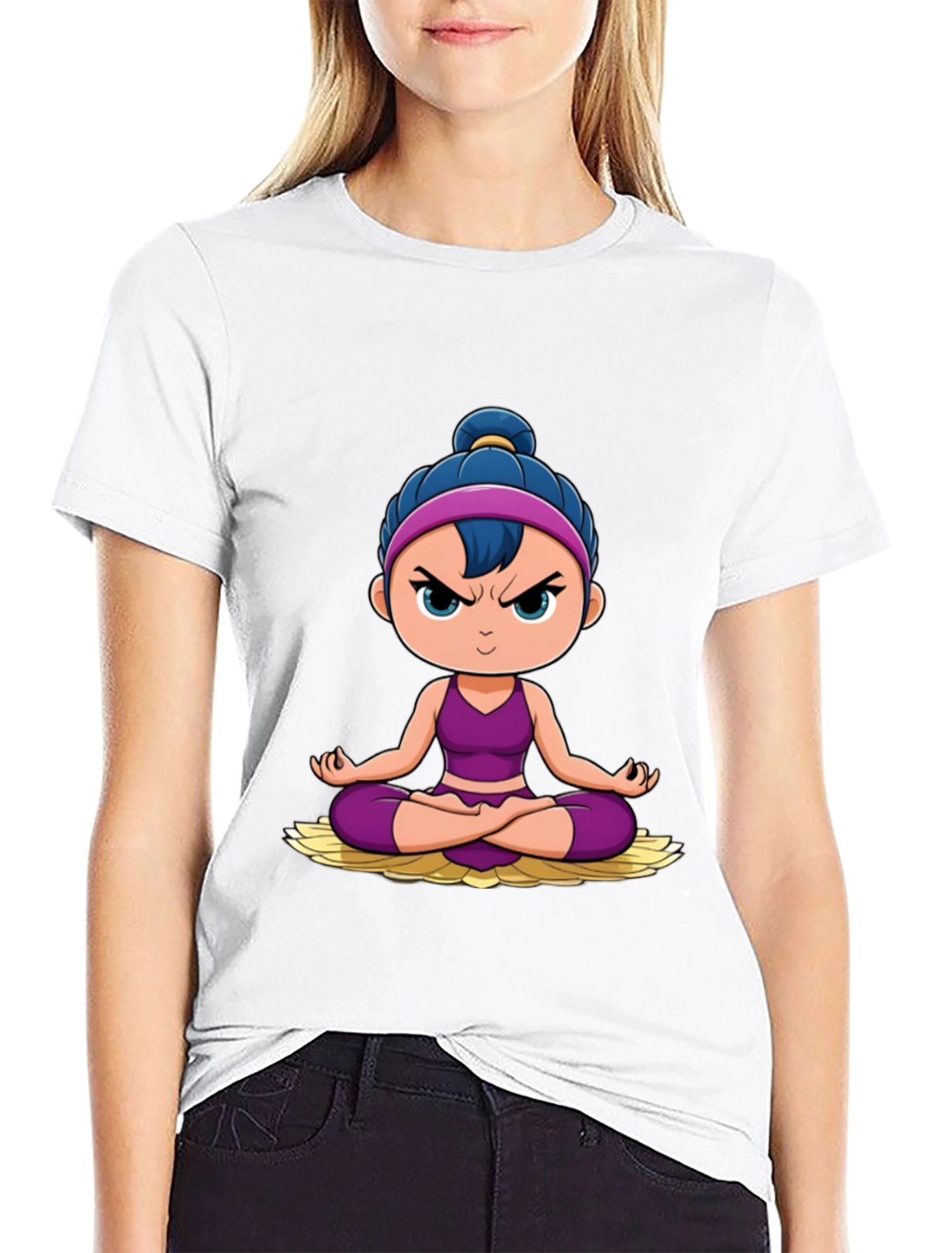 Yoga Cartoon Graphic T-Shirt
