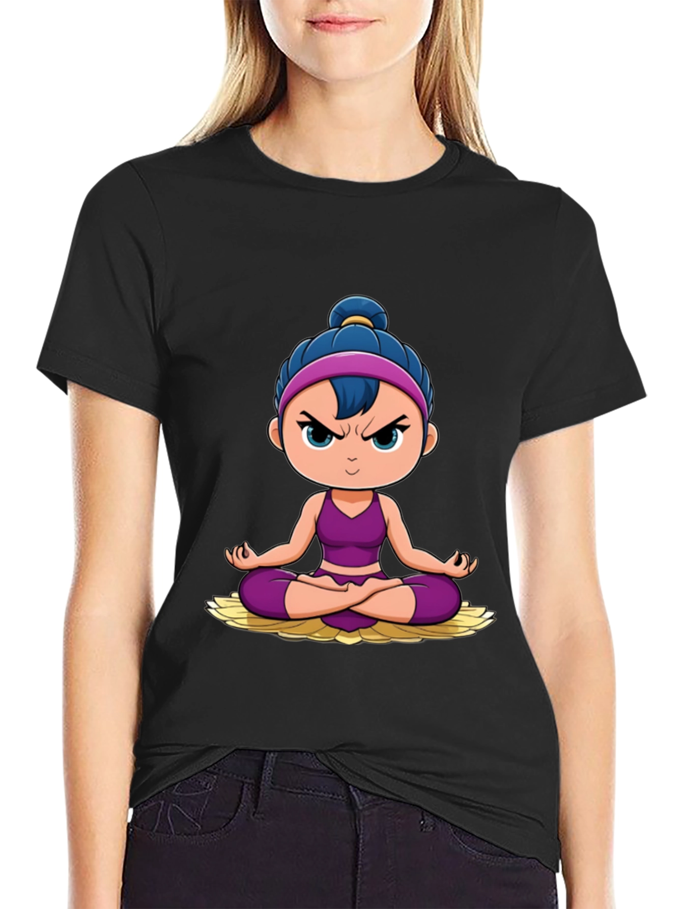 Yoga Cartoon Graphic T-Shirt