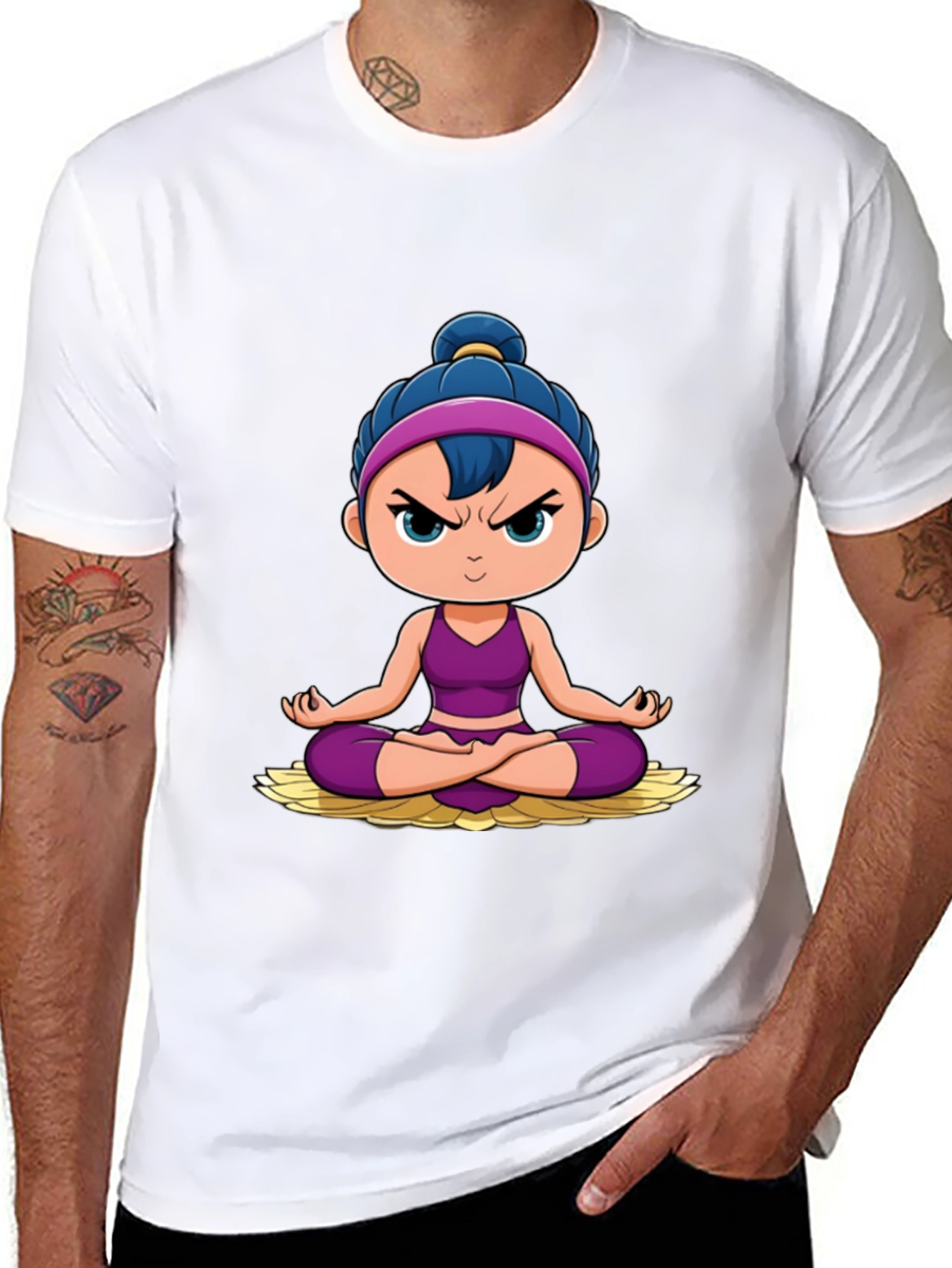 Yoga Cartoon Graphic T-Shirt