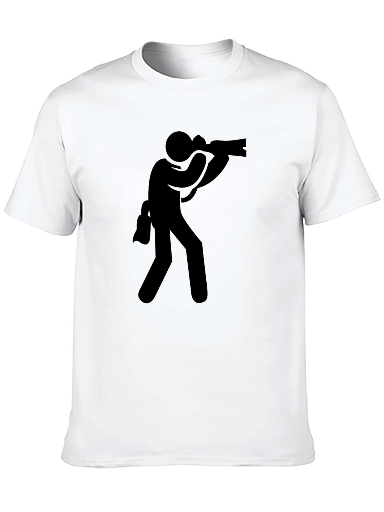 Photographer Stick Figure Graphic T-Shirt - Black