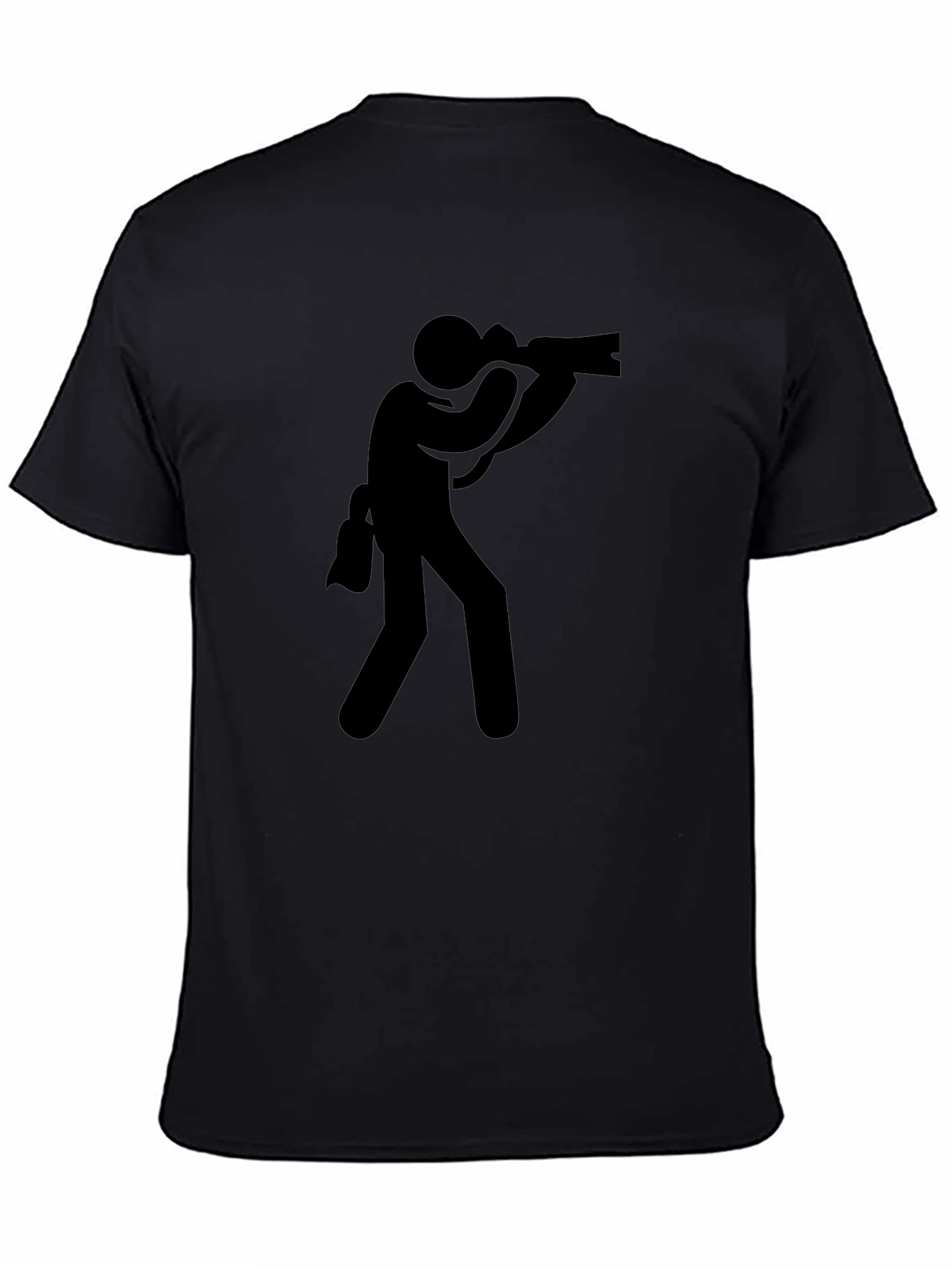 Photographer Stick Figure Graphic T-Shirt - Black