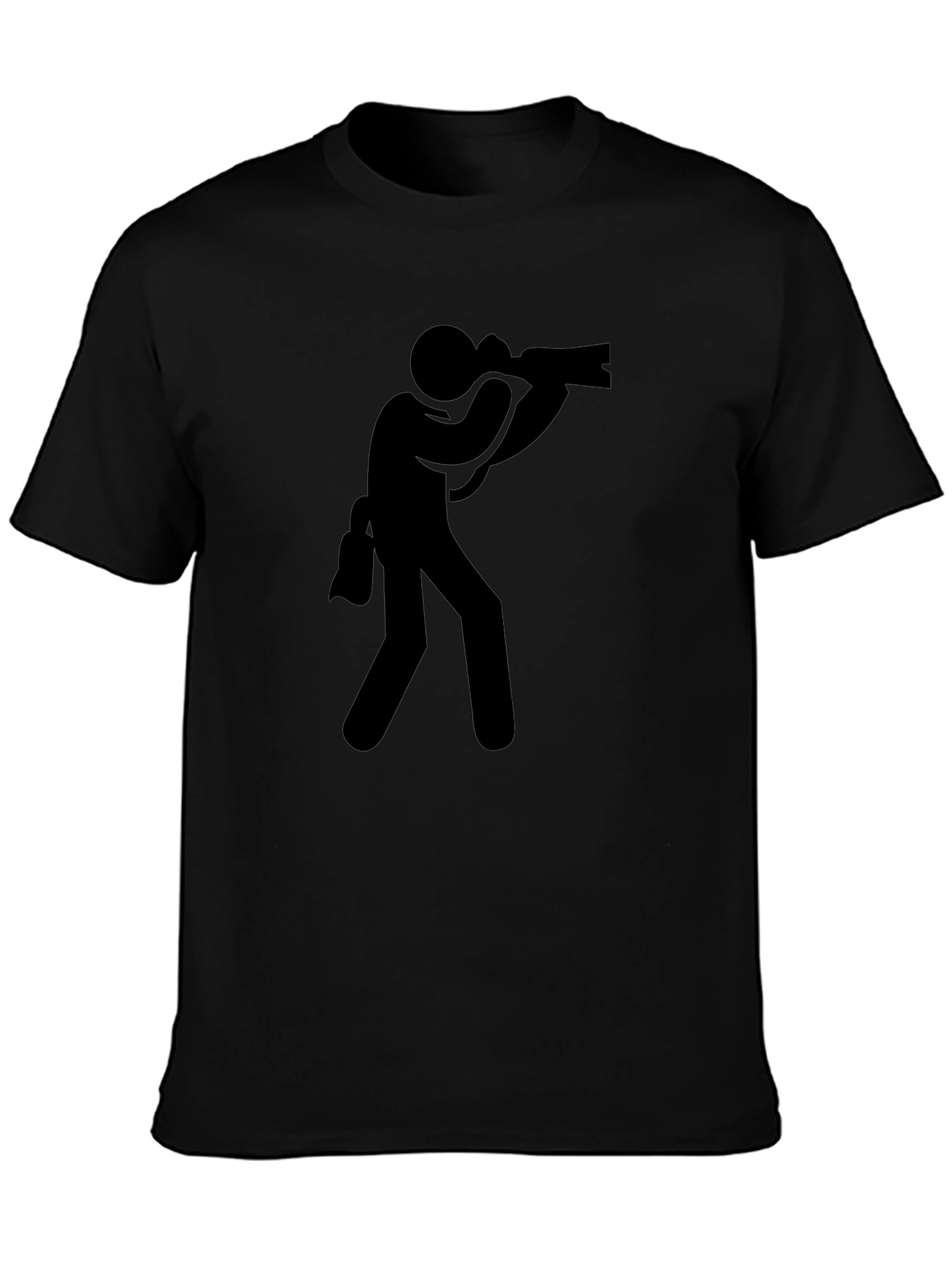 Photographer Stick Figure Graphic T-Shirt - Black