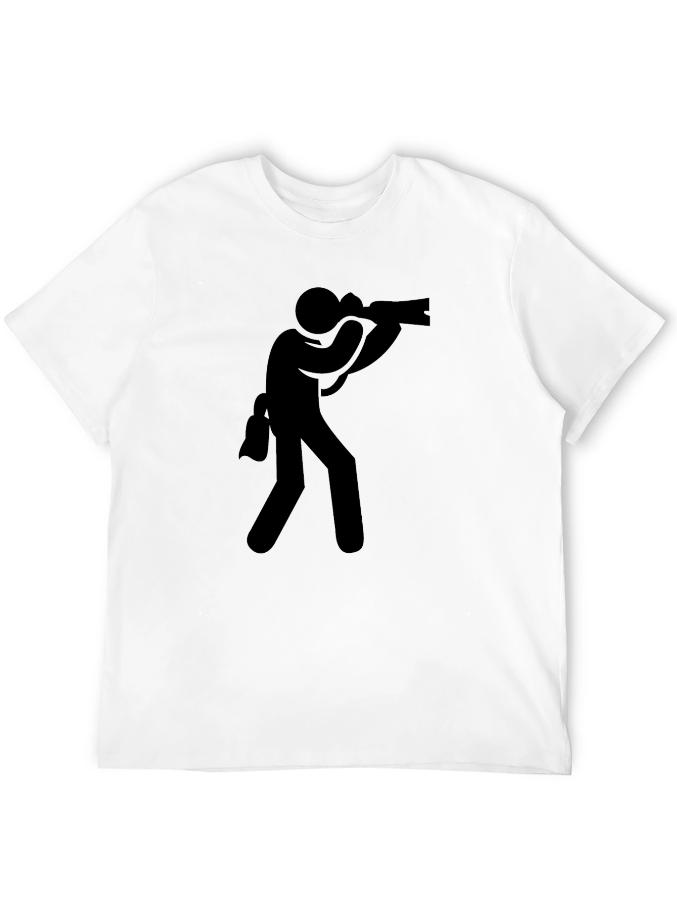 Photographer Stick Figure Graphic T-Shirt - Black