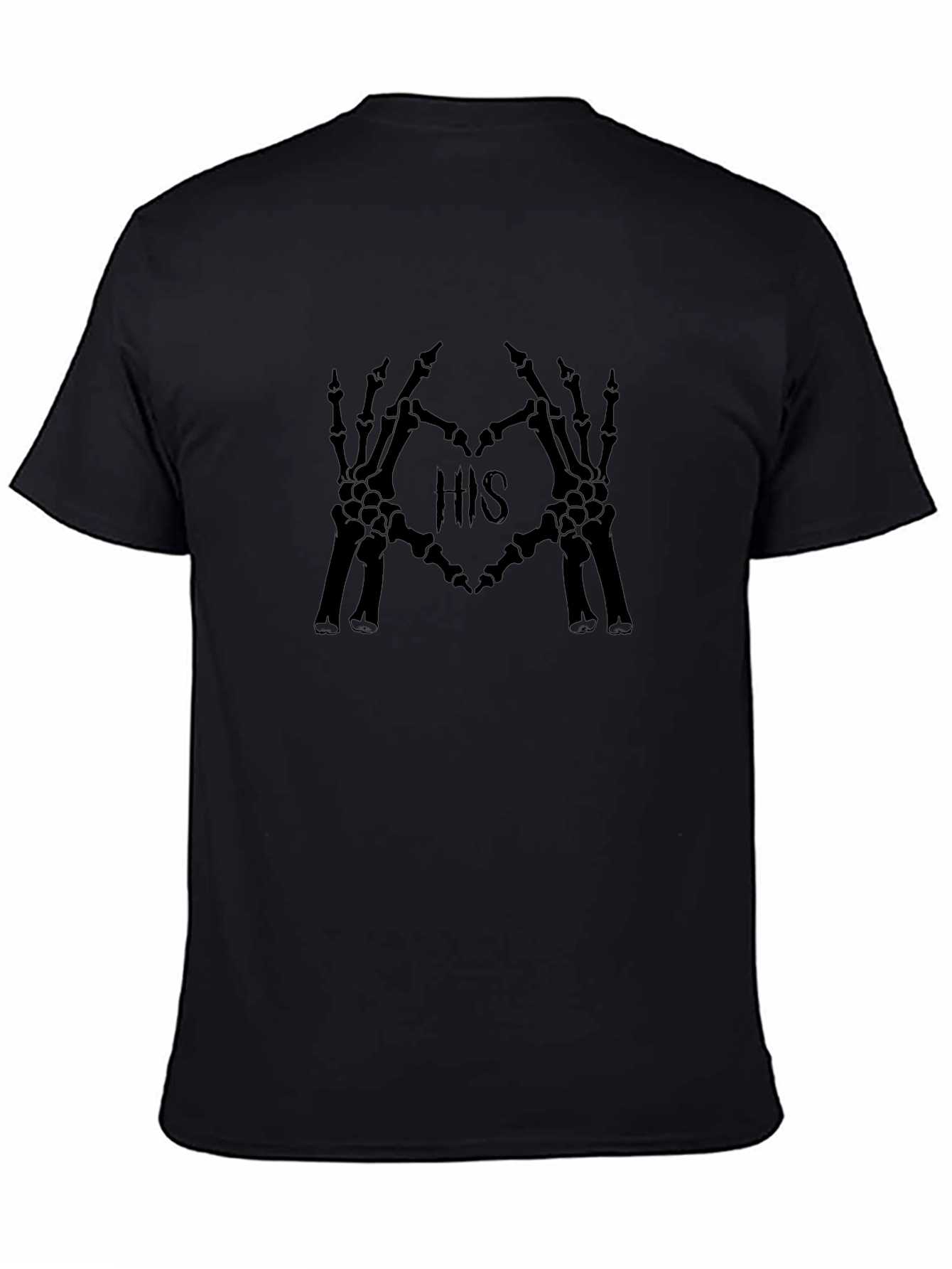 HIS Skeleton Hands Heart Graphic Black T-Shirt