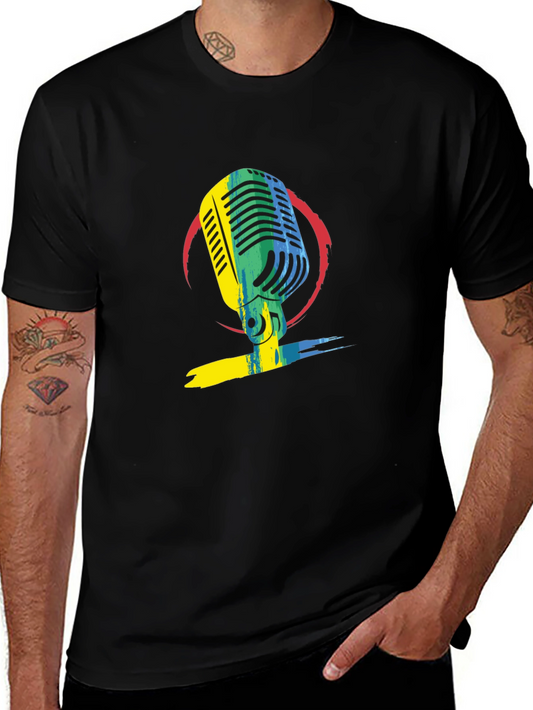 Retro Microphone Graphic Tee - Stylish Music Lover T-Shirt
