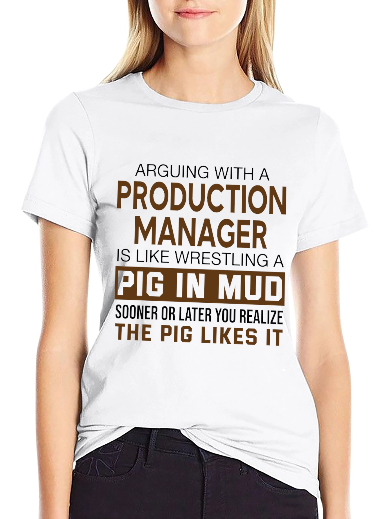 Production Manager Pig in Mud Graphic T-Shirt