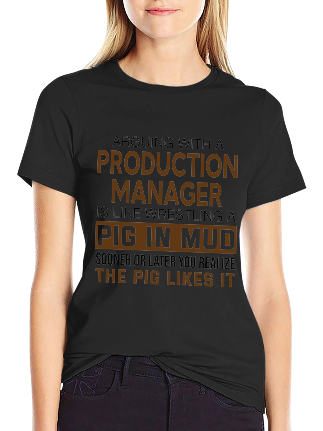 Production Manager Pig in Mud Graphic T-Shirt