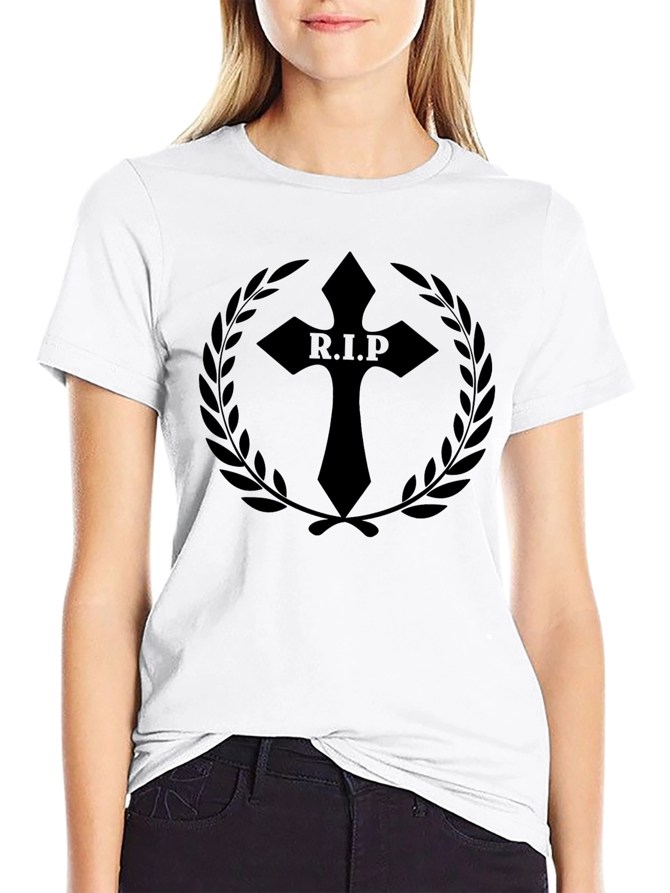 R.I.P Cross Graphic Black T-Shirt