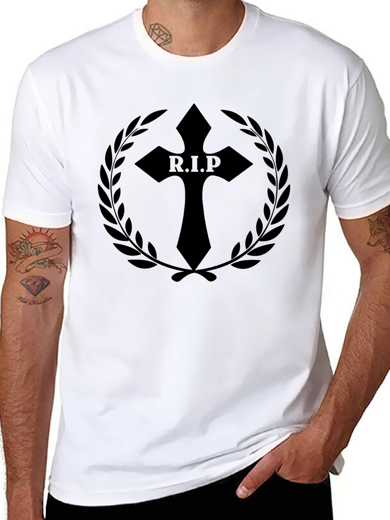 R.I.P Cross Graphic Black T-Shirt