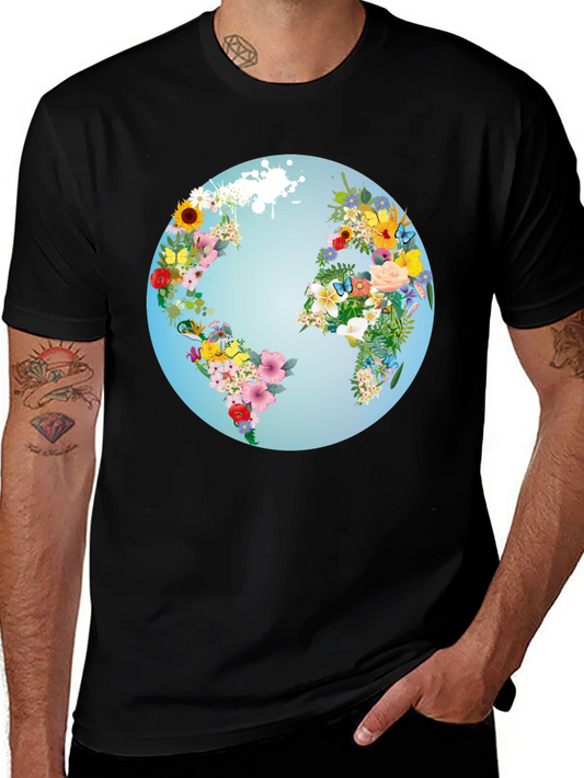 Floral World Map Graphic Tee