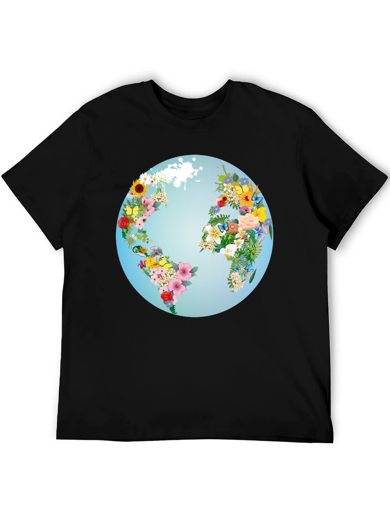 Floral World Map Graphic Tee
