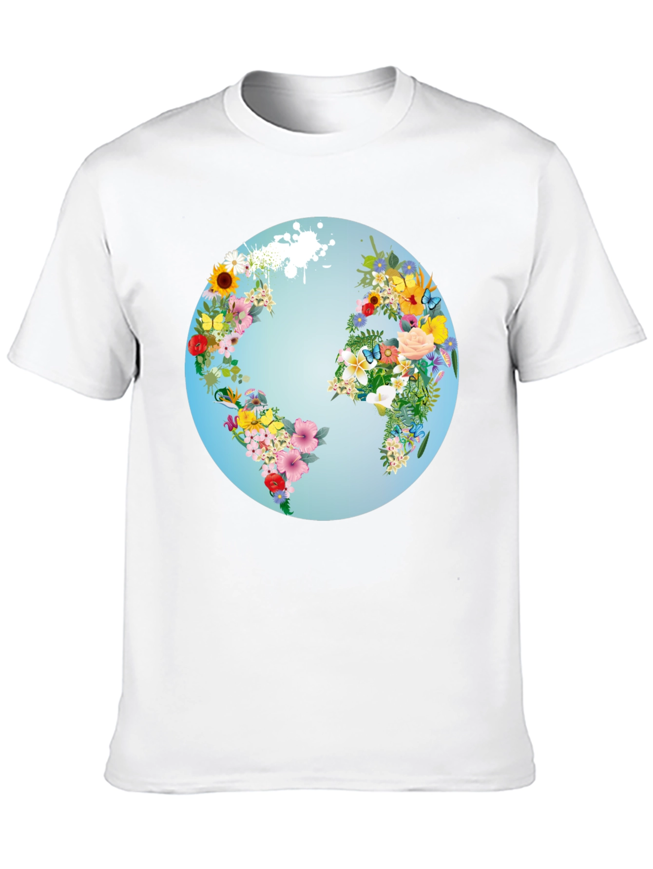 Floral World Map Graphic Tee