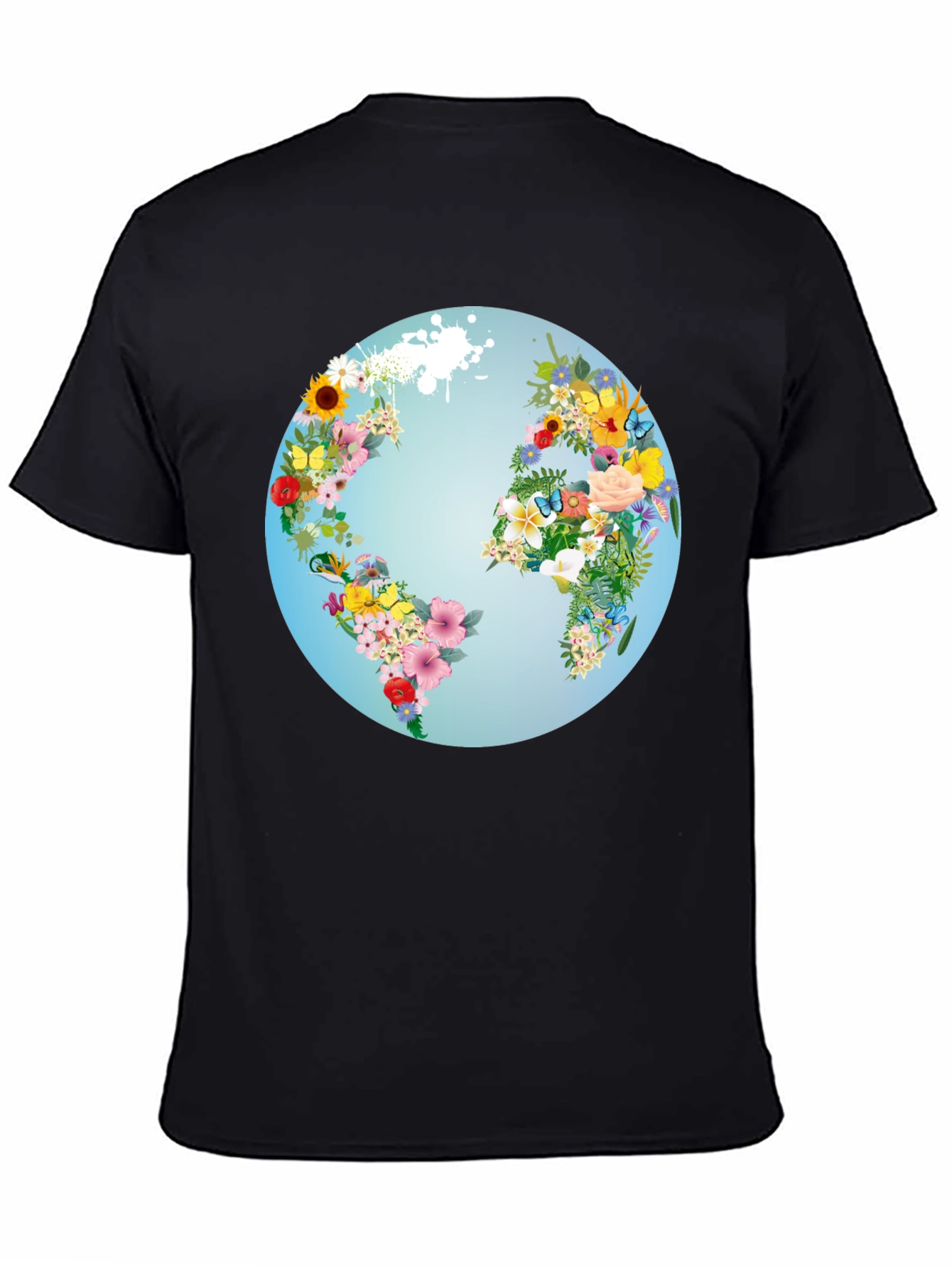 Floral World Map Graphic Tee