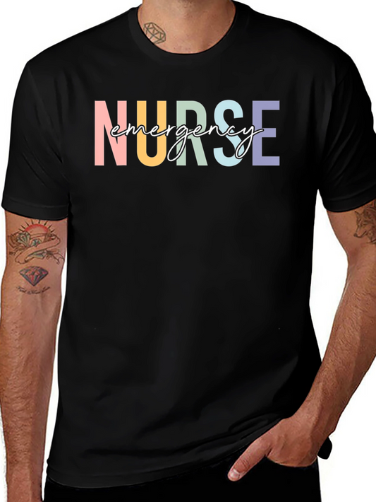 Emergency Nurse T-Shirt - Colorful Text Design