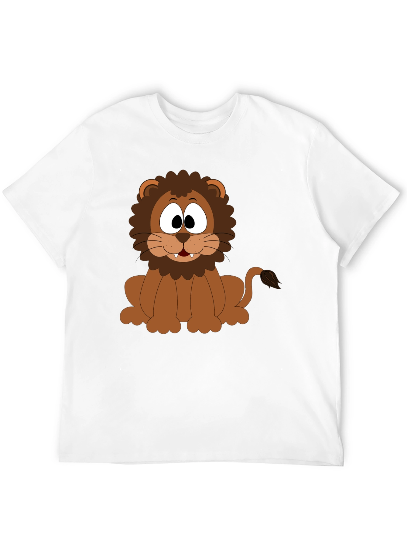 Cartoon Lion Graphic T-Shirt - Black Cotton Tee