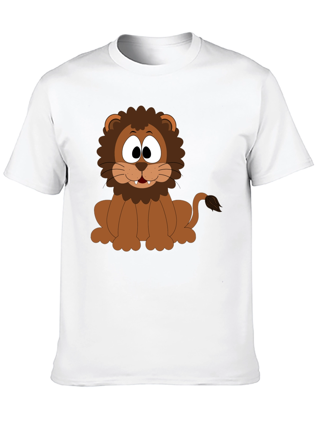 Cartoon Lion Graphic T-Shirt - Black Cotton Tee