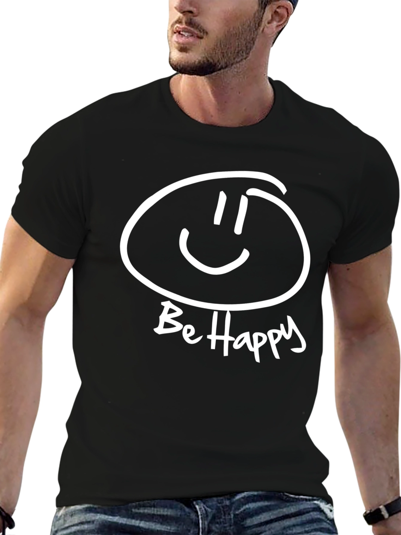 Be Happy Graphic T-Shirt - Black