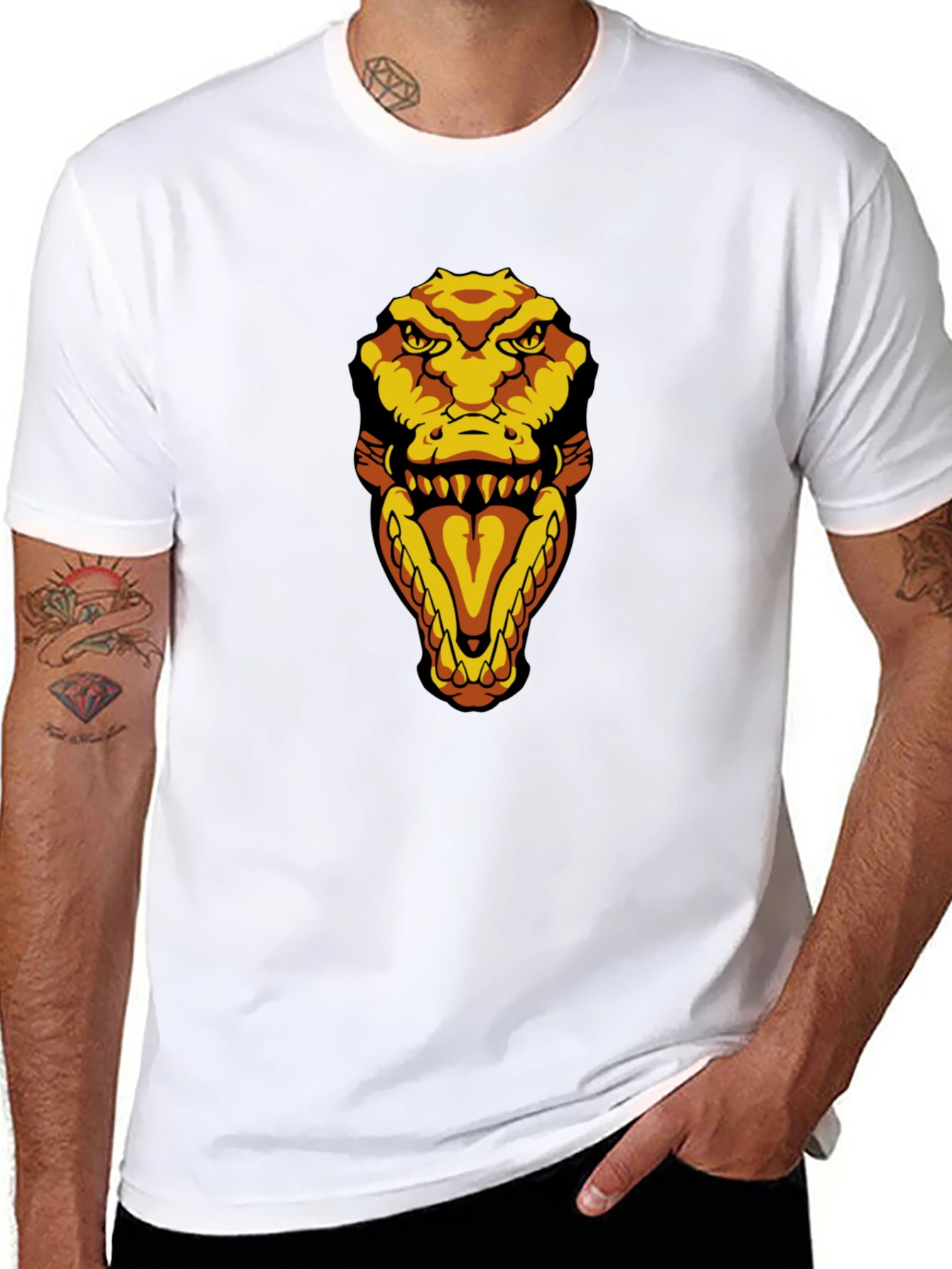 Mens Black T-Shirt with Croc Design