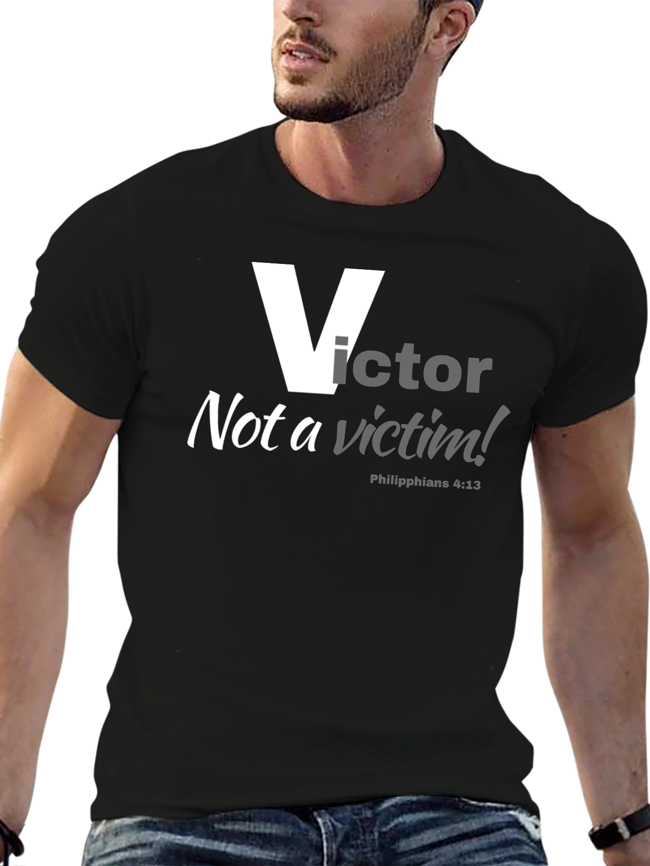 Victor Not a Victim T-Shirt Black Cotton Blend