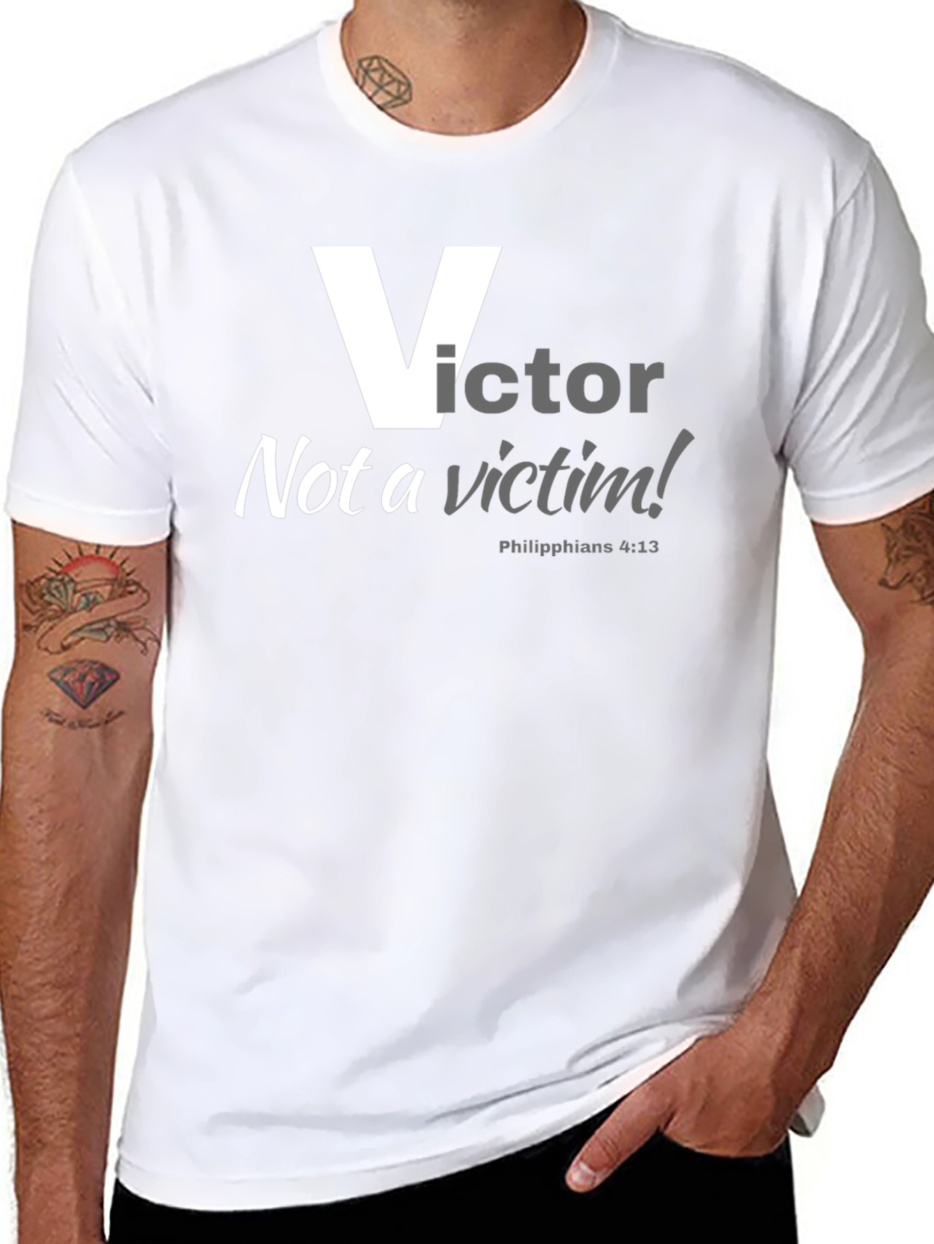 Victor Not a Victim T-Shirt Black Cotton Blend