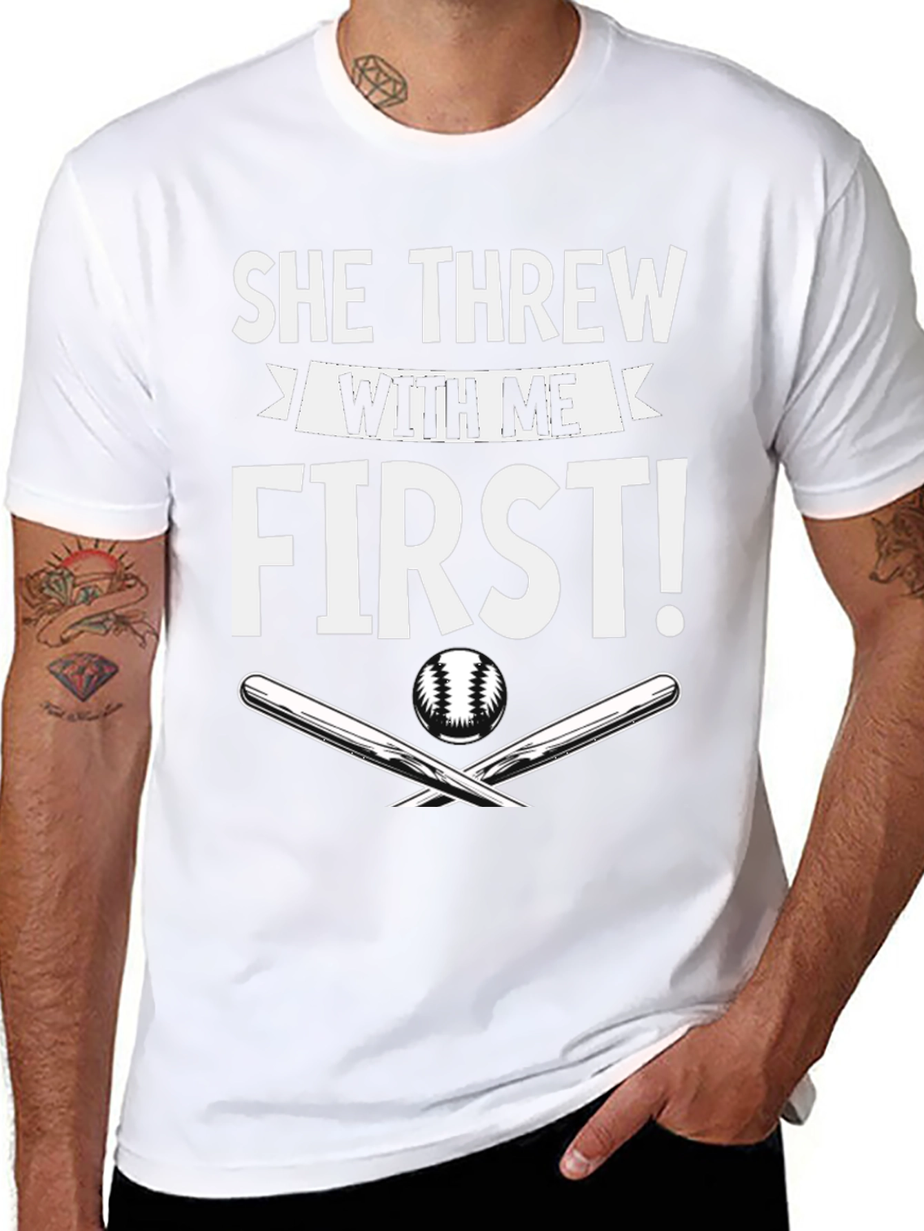 She Threw With Me First Baseball T-Shirt